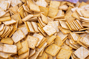 crispy cracker cookies in bulk in a supermarket