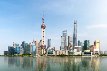 Fototapeten Shanghai Bund Lujiazui skyscraper cluster in day light © Kanphop