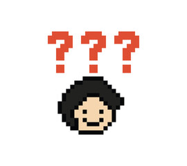 Pixel art cartoon character man cute question mark decoration 8 bit male boy confused idea question mark quiz questionnaire choose cartoon pixel game 8bit png vector.