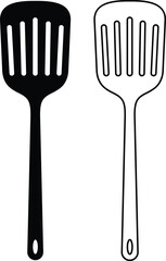 Grilling utensils kitchen spatula tool icon set vector collection isolated on transparent background. Silhouette symbol. Kitchen utensils for cooking food design for web and app.