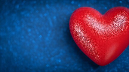 On a blue background, hands are shown clutching a red heart, a product of ai generative art