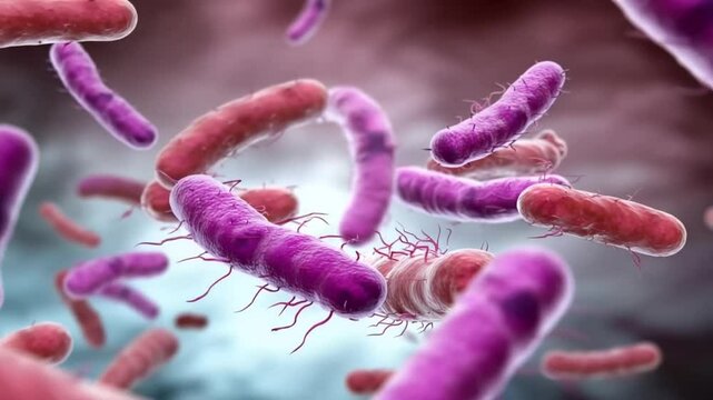Colorful bacteria under a microscope, showcasing microbial diversity and scientific exploration