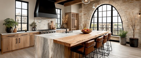 Rustic Modern Kitchen with Large Island