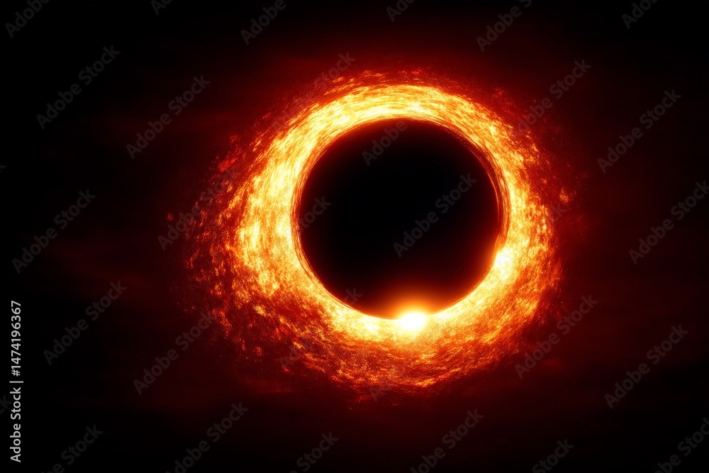 Poster celestial event showcasing a striking solar eclipse viewed from a mountainous region at dusk