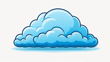 Minimal Blue Cloud Outline Vector
