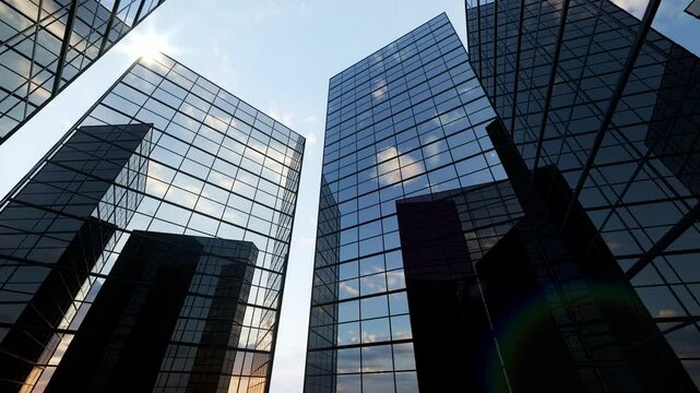 Modern Office Skyscraper Timelapse with Moving Clouds and Changing Light 3d render
