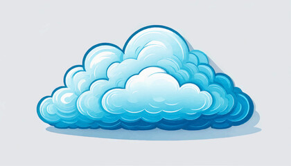 Minimal Blue Cloud Outline Vector