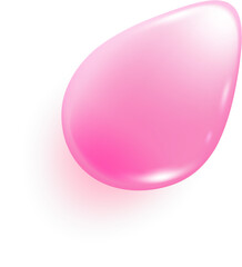 Pink water drop. Jelly serum and cosmetic transparent oil. Liquid gel and cream for skincare. Soap bubble of shampoo and shower gel. Splash and drip top view