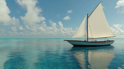 Obraz premium Tranquil sailboat on a serene sea