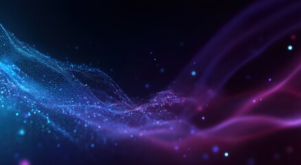 Fototapeta premium Abstract Blue and Purple Particle Wave Background