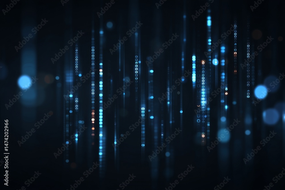 Aufkleber the background of a computer screen shows digital binary data in blue