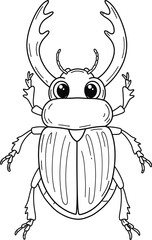 Creative Line Drawing of a Stag Beetle for Arts and Coloring