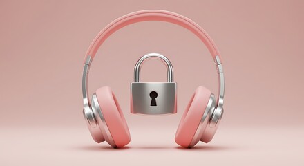 Pink headphones with padlock for private listening
