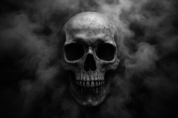 Obraz premium Skull surrounded by mist creates eerie atmosphere