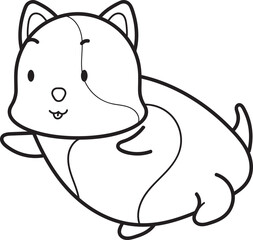 Whimsical Line Art: Playful Cartoon Kitten in Motion