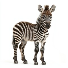 Obraz premium Young Zebra Foal on White Background