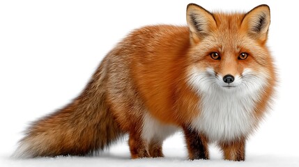 Majestic Red Fox on White Background.