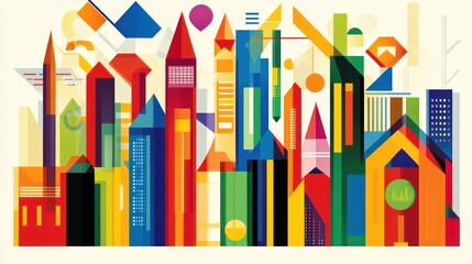 Vibrant abstract city skyline