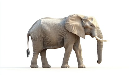 Obraz premium Beige Low Poly Elephant on White Background