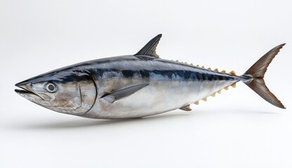 Naklejka premium Close up of a Dark Blue and Silver Fish on White Background