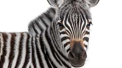 Fototapeta premium Majestic Zebra Portrait Striking Stripes with White Background.