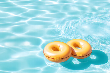 Naklejka premium Pool floats with summer, and blue water.