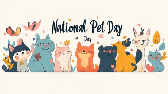 Cute Pastel Pet Illustration for National Pet Day