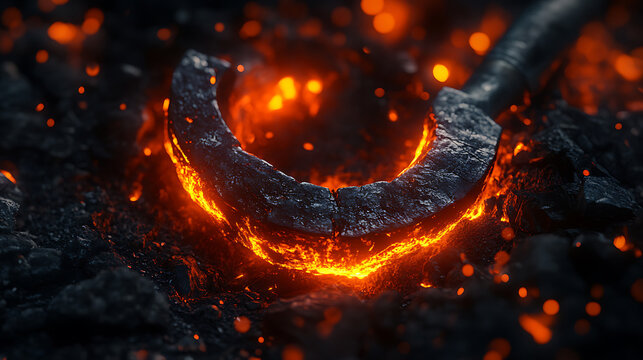 Horseshoe Being Heated in Coals - Powered by Adobe