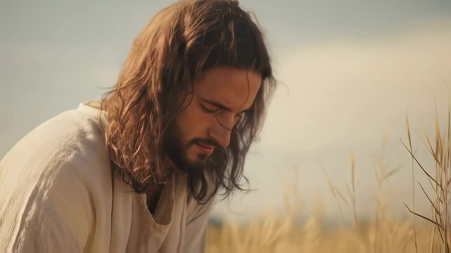 Harvest time. The parable of the good sower and the tares . Christian religious photo for publications