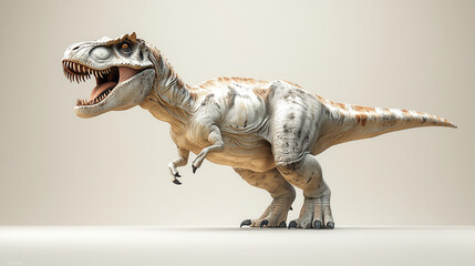 a roaring tyrannosaurus rex, with a menacing expression, set against a solid backdrop 