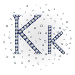 English letter (uppercase and lowercase) from luxury gemstone alphabet isolated on white background