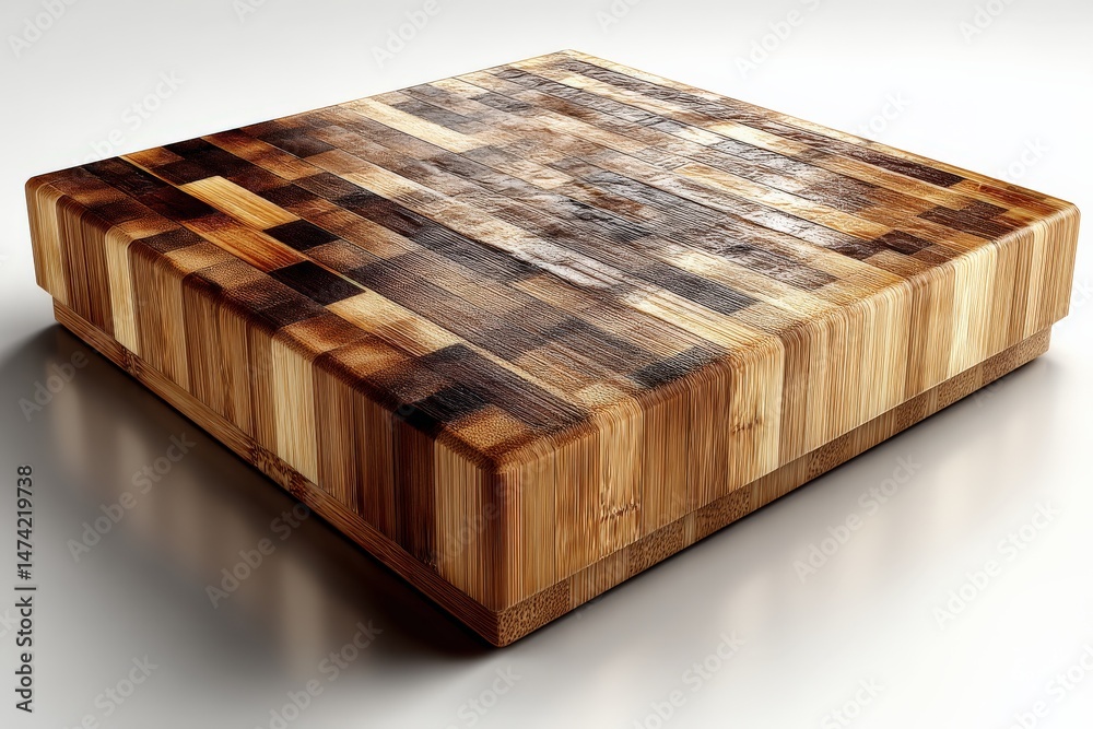 Poster wooden cutting board with intricate pattern displayed on a bright surface