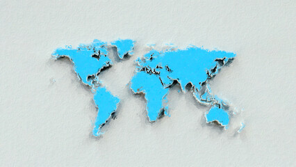Abstract digital painting of a blue world map