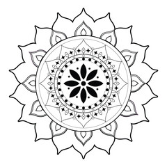 Hand drawn mandala lotus flower drawing