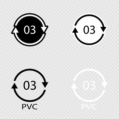 Recycling Code 03 PVC Set. High Density Polyethylene.