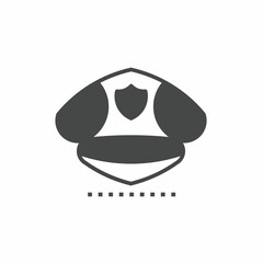 Black and white police hat vector illustration icon. Illustration for business. Vector template.