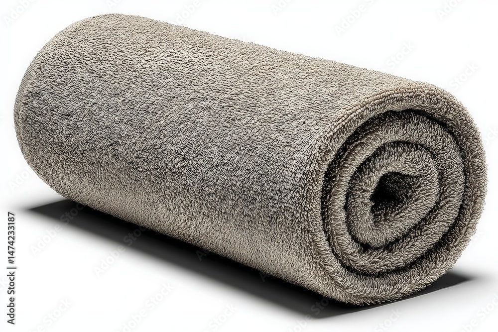Poster soft rolled towel placed on a clean surface ready for use in a bathroom or gym setting
