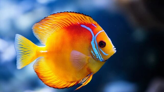 Captivating vibrant discus fish swimming elegantly in an aquarium environment scene