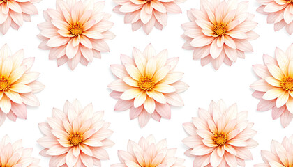 A seamless pattern featuring vibrant Dahlia flowers on a clean white background, perfect for decorative and textile designs.
