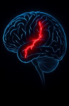 Cerveau humain avec art&egrave;re endommag&eacute;e &ndash; illustration m&eacute;dicale d&rsquo;un AVC