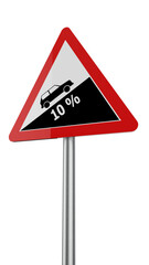 3D Traffic warning sign isolated on transparent background
