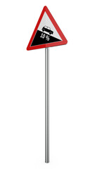 3D Traffic warning sign isolated on transparent background