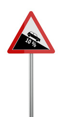 3D Traffic warning sign isolated on transparent background