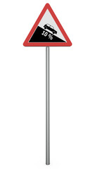 3D Traffic warning sign isolated on transparent background