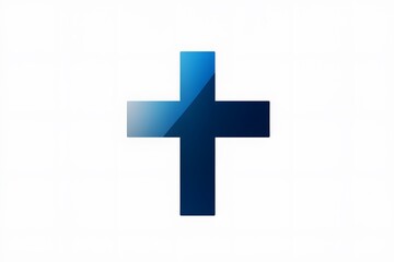 Obraz premium Simple blue cross icon with gradient effect symbolizing faith and spirituality