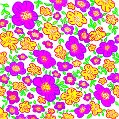 Seamless floral pattern,Colorful and fun cherry blossoms 
