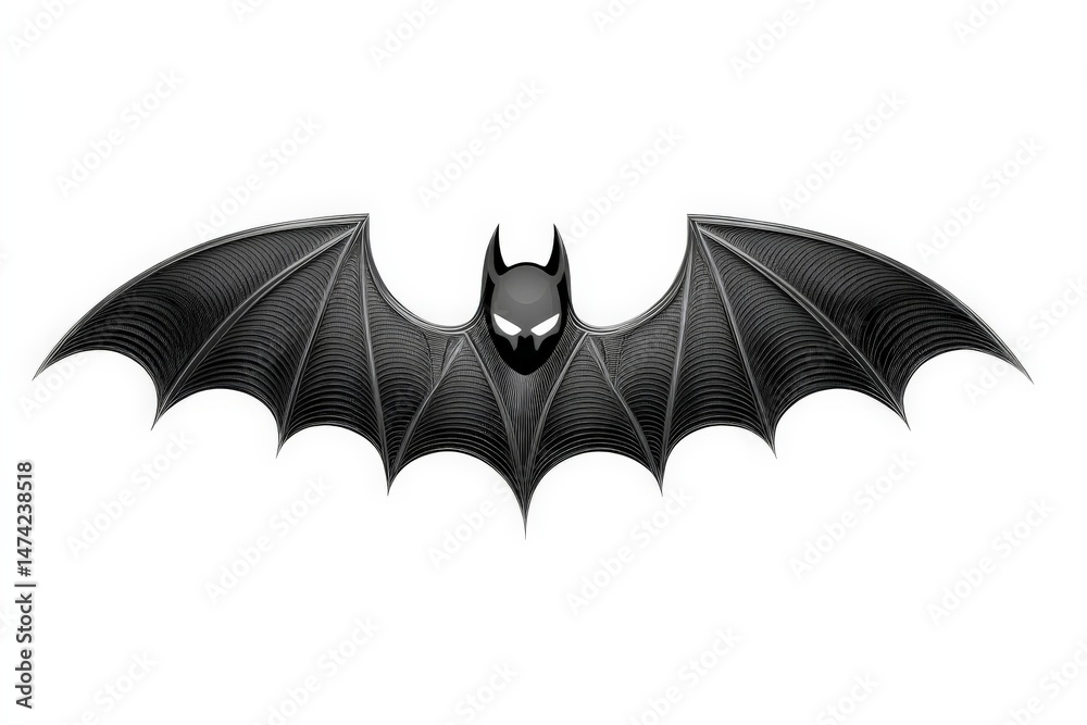 Poster dark and striking bat silhouette emblem designed with intricate patterns and a sleek finish ideal fo