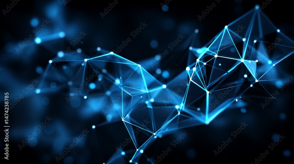 Poster high tech geometric and connection system forms the background of technology