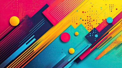 Bold Geometric Abstract Background with Vibrant Flat Shapes
