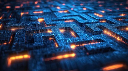 Abstract Neon Circuit Pathways with Cybernetic Illuminations